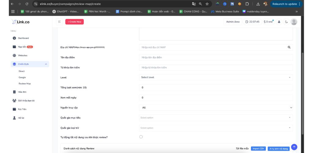 Dịch vụ review Google Map trên XLINK